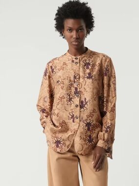 Soeur Laure Octopus Print Silk Button Front Women's Blouse Size 2